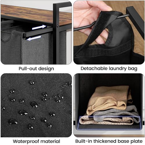 3 Pull Out Removable Laundry Sorter Bags Rolling Laundry Hamper with Wheels T756632