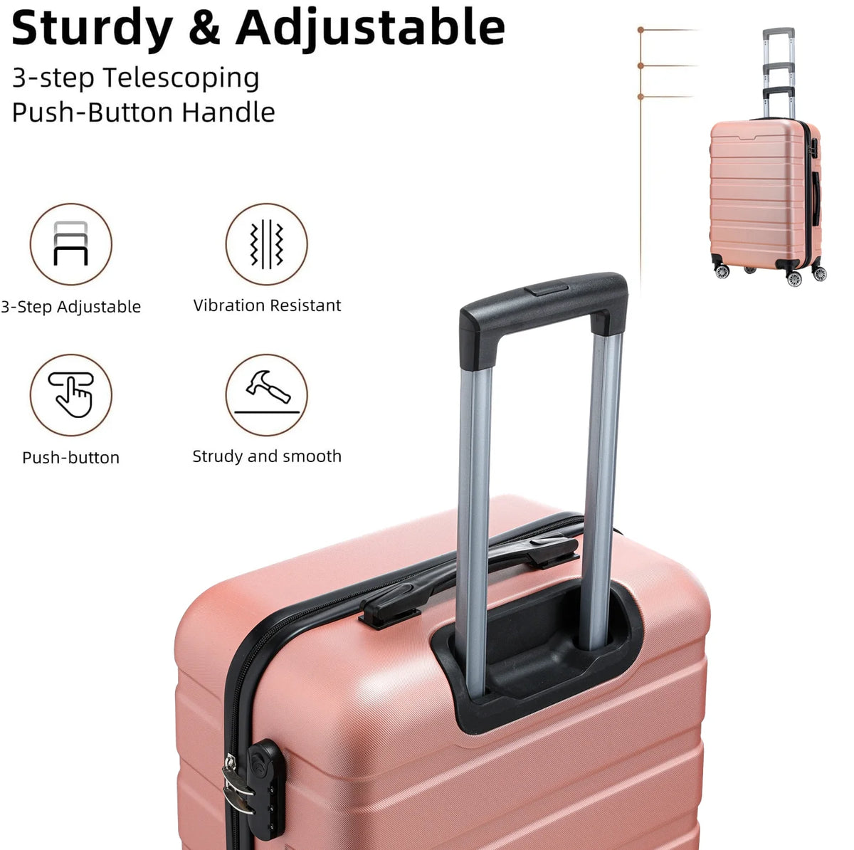 Hard Side Carry On Suitcase Set With Spinner Wheels TSA Lock O823