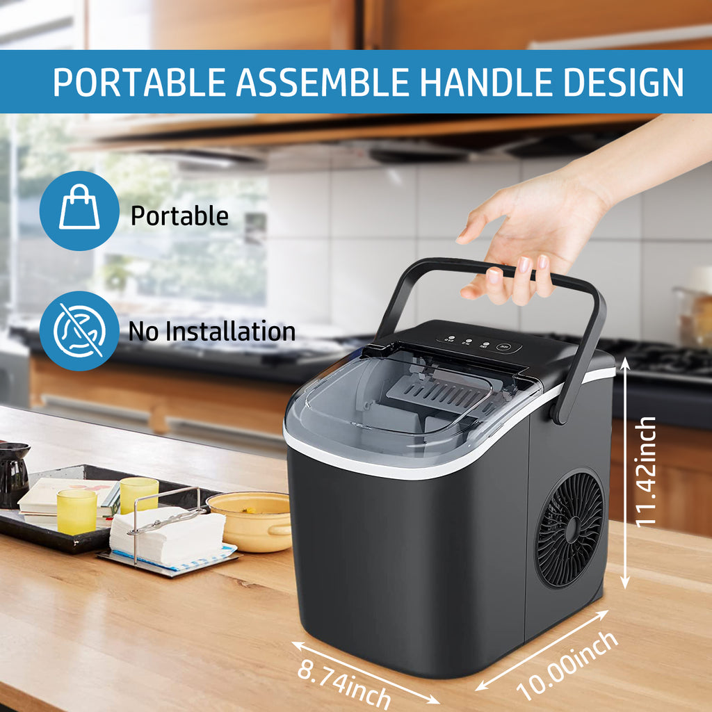 Black Countertop Ice Maker with Handle E959