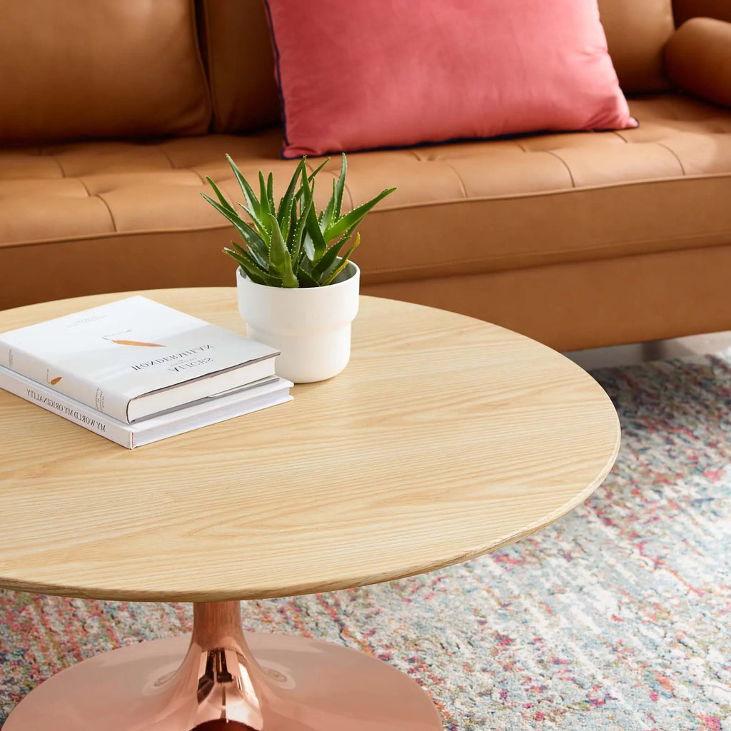 Round Wood Metal Coffee Table W29012