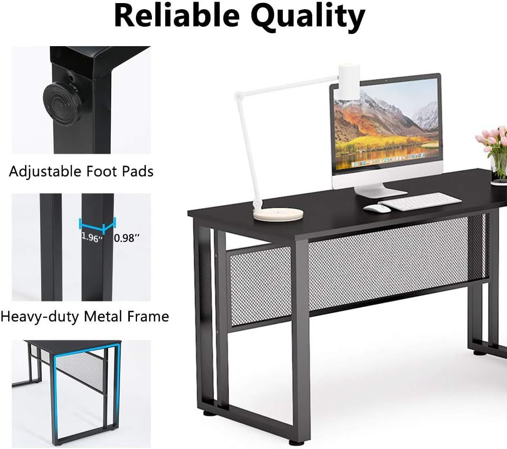 Black 55 inch L-Shaped Computer Desk with File Cabinet S4055