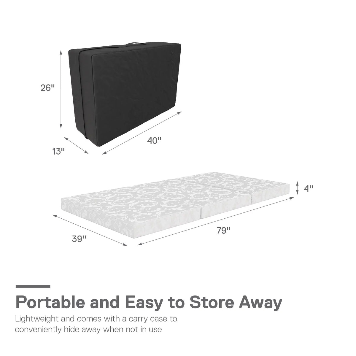 4-Inch Tri Folding Mattress with Carry Bag, Twin Size N4690