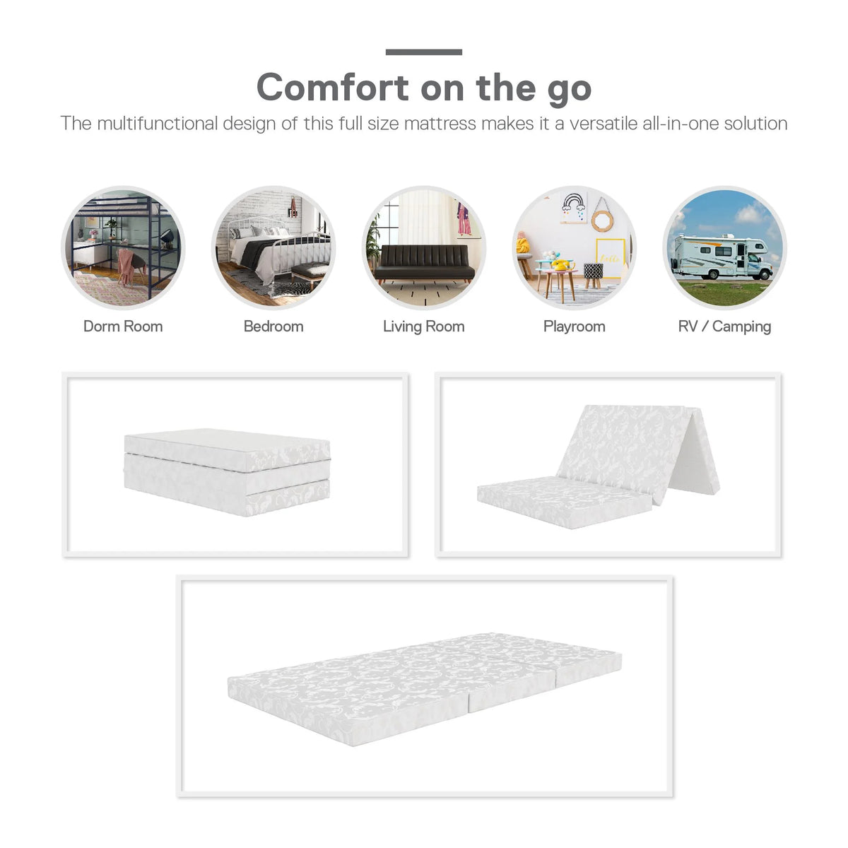 4-Inch Tri Folding Mattress with Carry Bag, Twin Size N4690