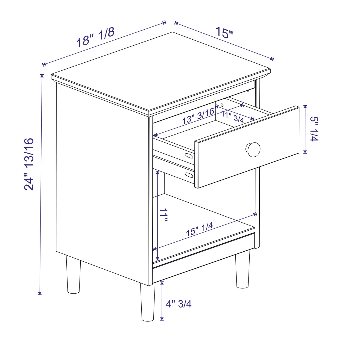 Caramel Mid-Century Nightstand V509166