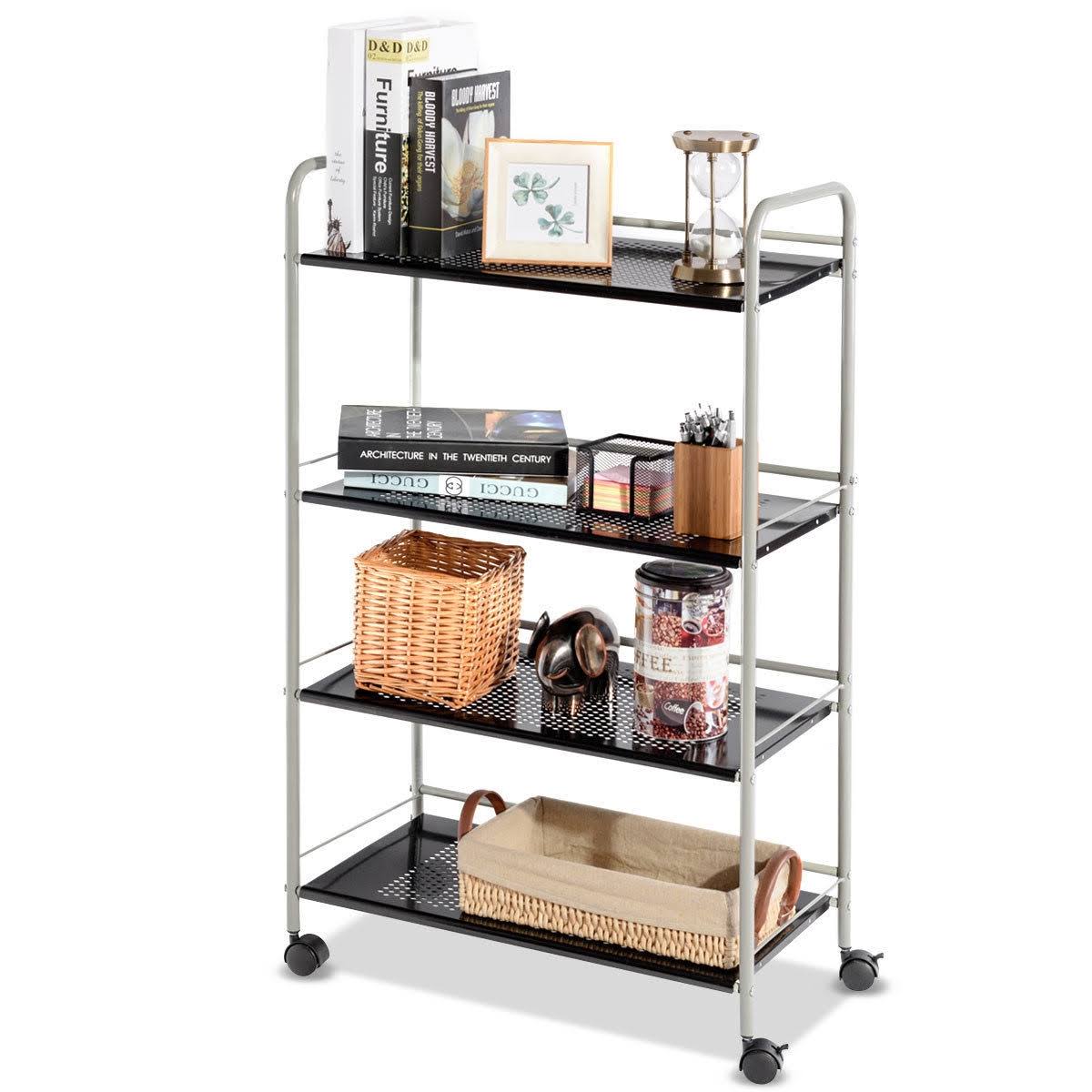 4 Tiers Rolling Storage Cart Utility Trolley M996