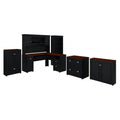 Black L Shaped Desk with Hutch and Storage Y962197