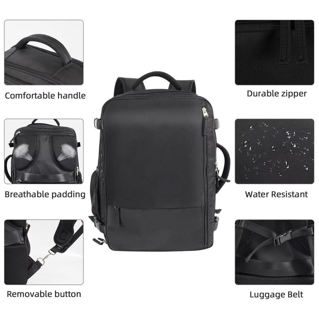 Black Waterproof Travel Backpack O538