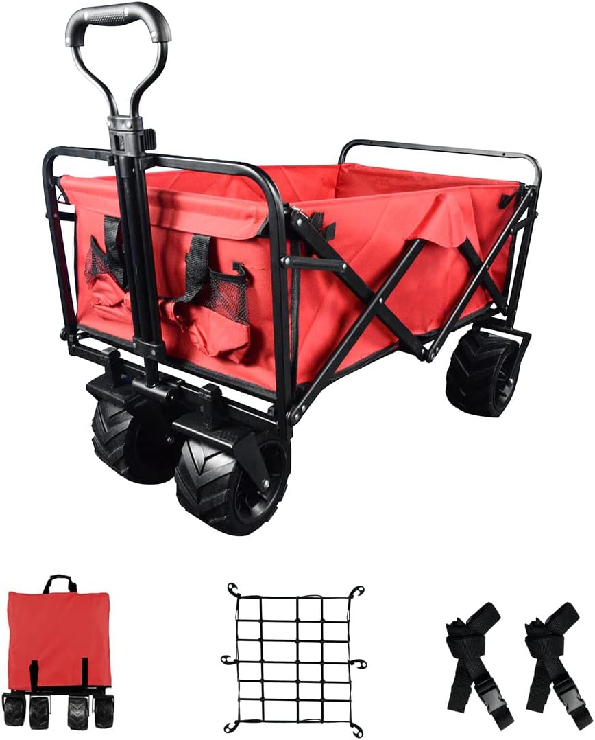Collapsible Heavy Duty Beach Wagon Cart with Universal Wheels Adjustable Handle X655