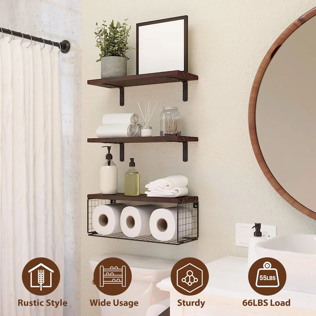 Wall Mount Storage Shelves with Basket S402