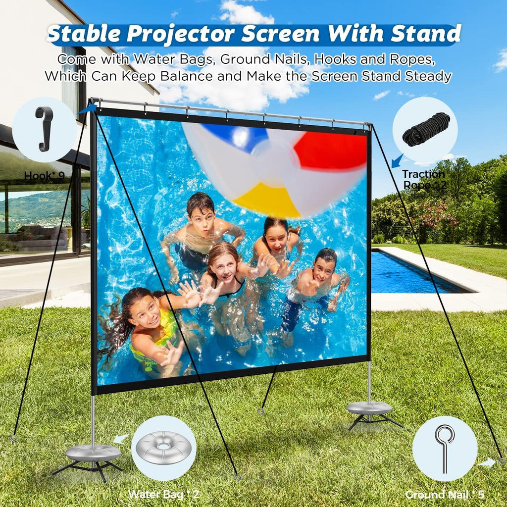 120 inch Portable Projector Screen with Stand and Carry Bag B996