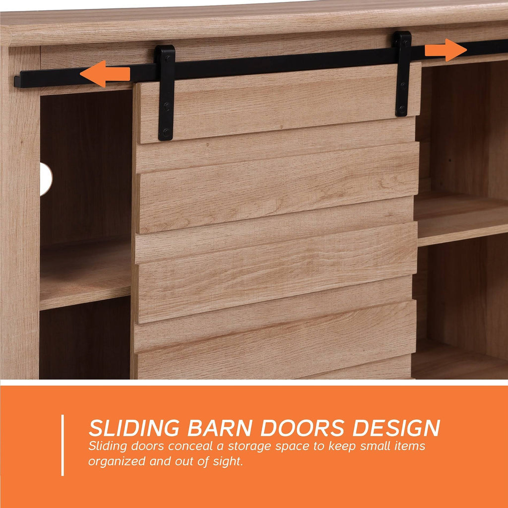 Oak Sliding Barn Door TV Stand Storage Cabinet V763821