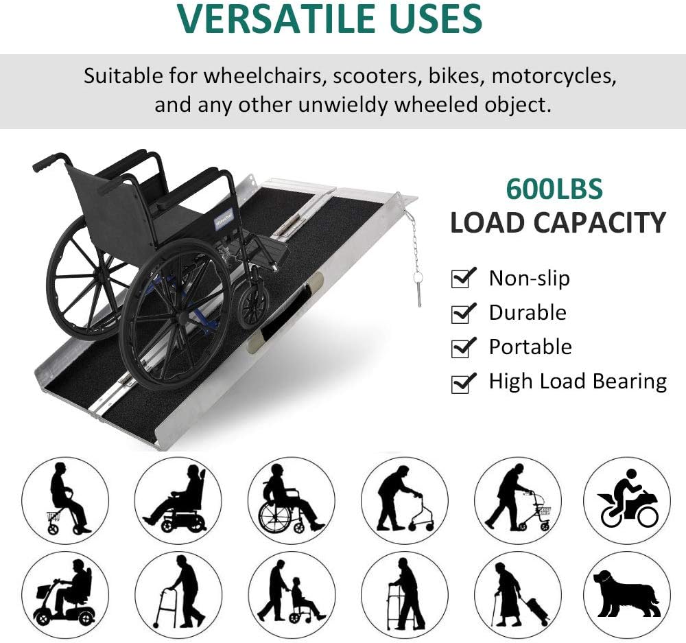 Aluminum Portable Skidproof PVC Carpeted Folding Wheelchair Ramp K717286