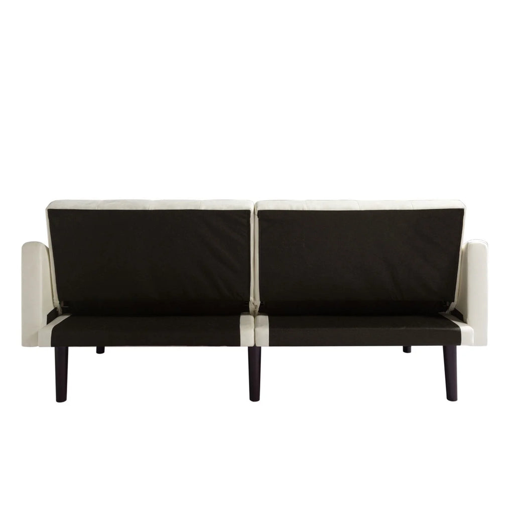 Beige Velvet Futon Sofa Bed with Pillows X30195