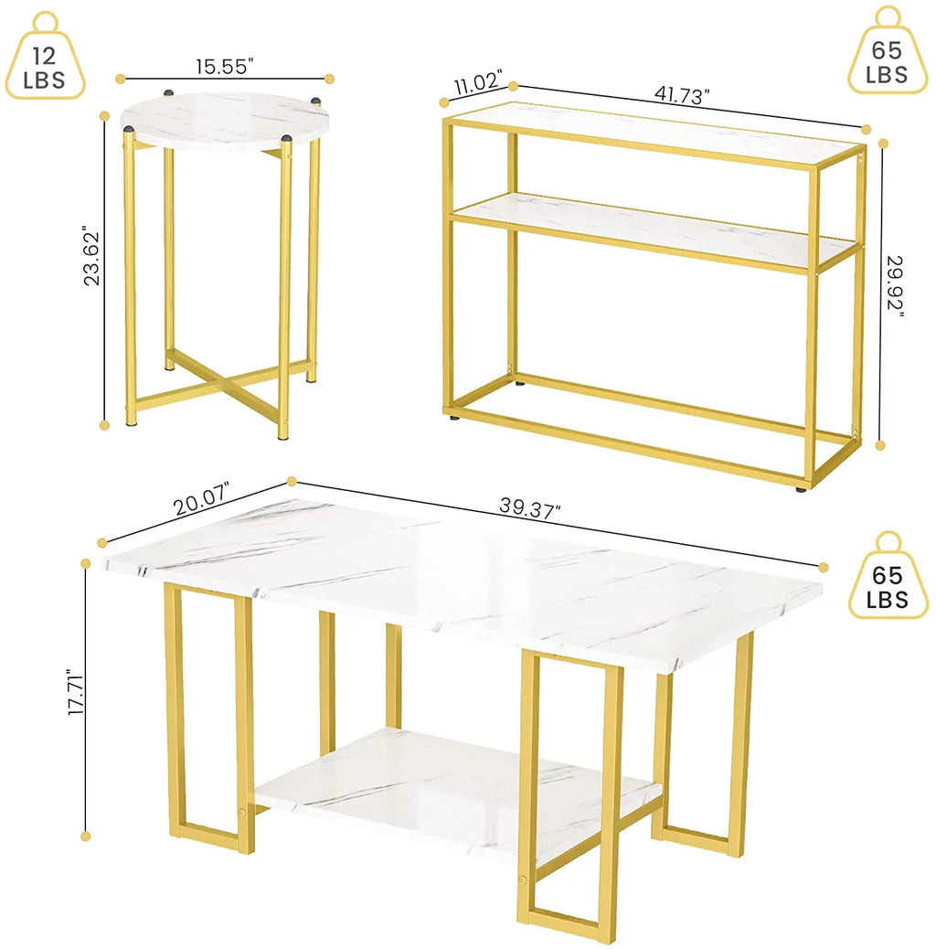 Mid-Century Faux Marble Coffee Table Set of 3 D852737