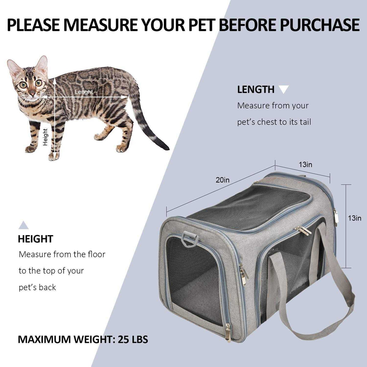Cat Dog Pet Carrier for Small Medium Cats Puppies up to 15 Lbs M366083