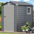 Light Gray Resin Tool Shed, 36 Cu Ft Outdoor Horizontal Storage with Air Vent and Lockable Doors U263