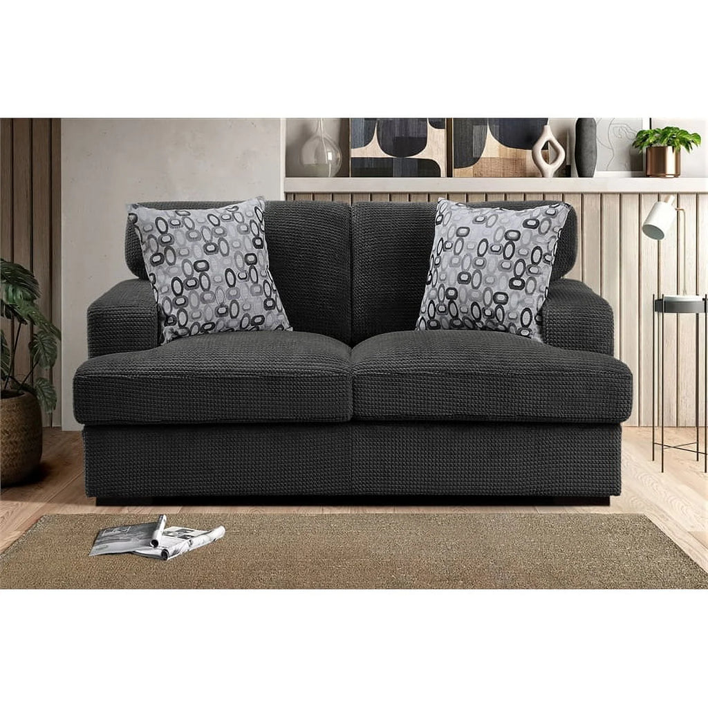 Gray Microfiber Loveseat with 2 Pillows T13638
