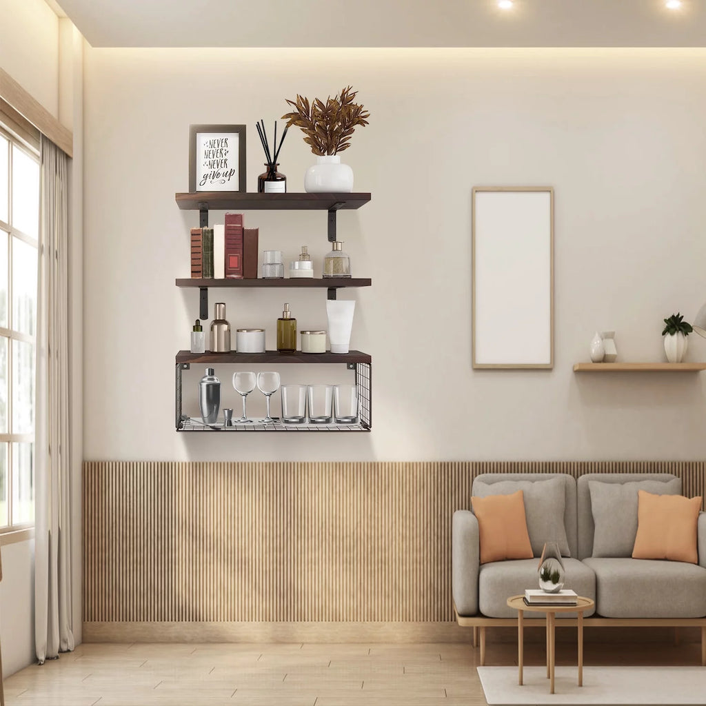 Wall Mount Storage Shelves with Basket S402