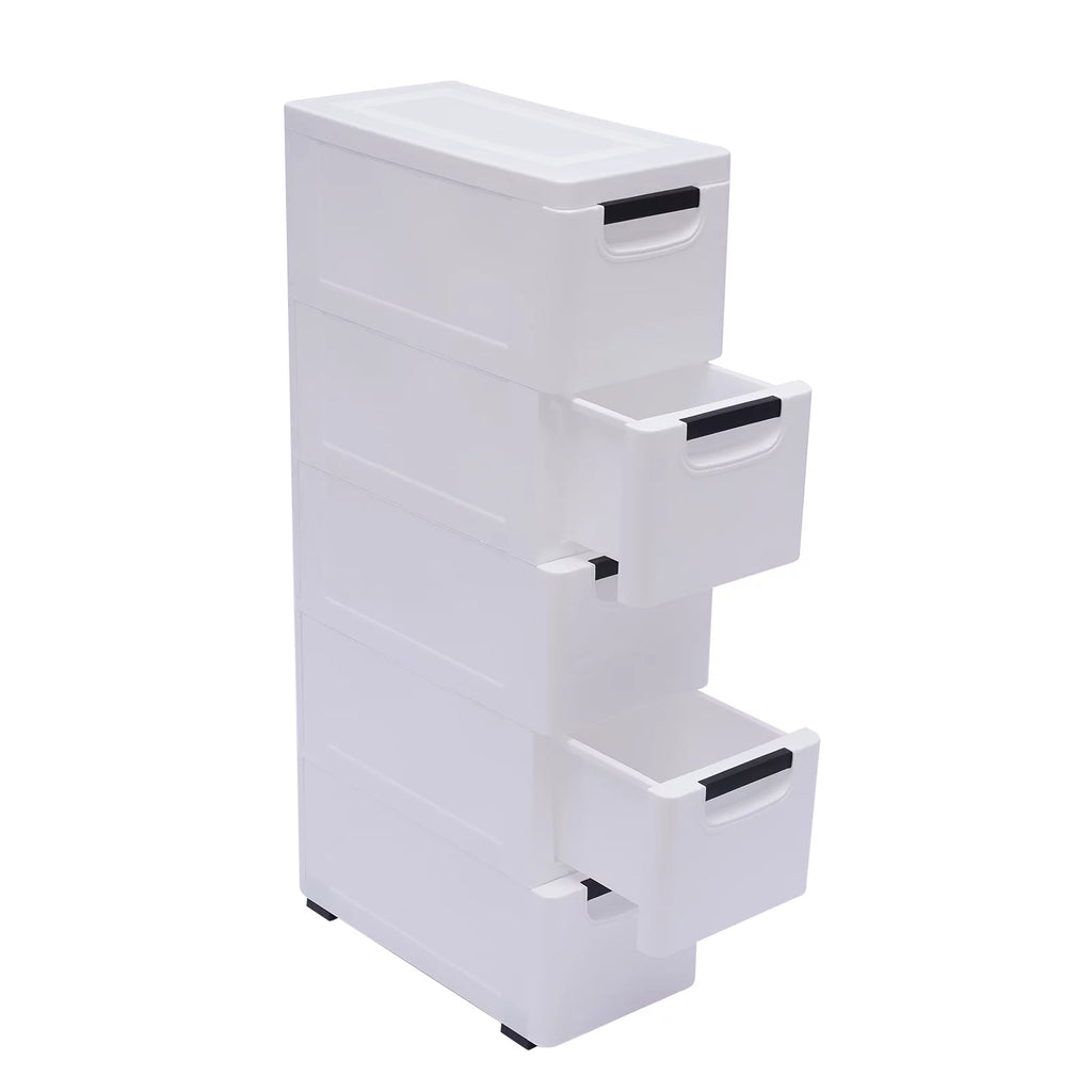 White 5 Drawer Plastic Dresser Storage Cabinet S435