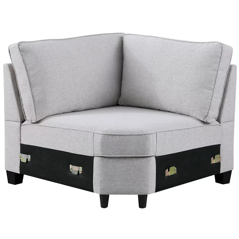 Light Gray U-Shaped Polyester Fabric Sectional Sofa O2781