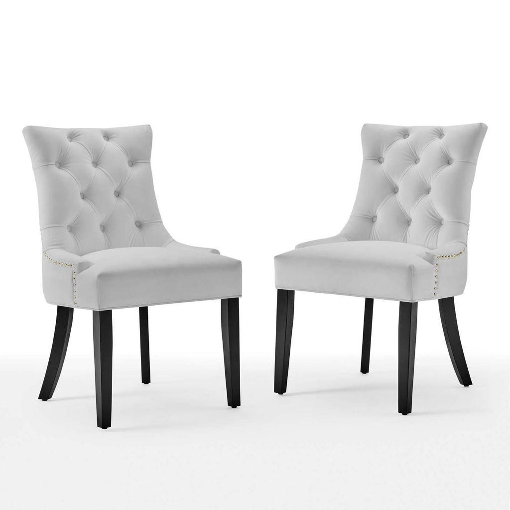 White Tufted Performance Velvet Dining Side Chairs Set of 2 P52981