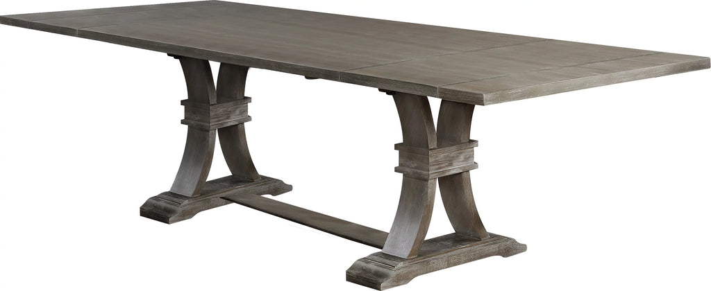 Gray Wood 9pc Dining Set with Linen Chairs Q6198