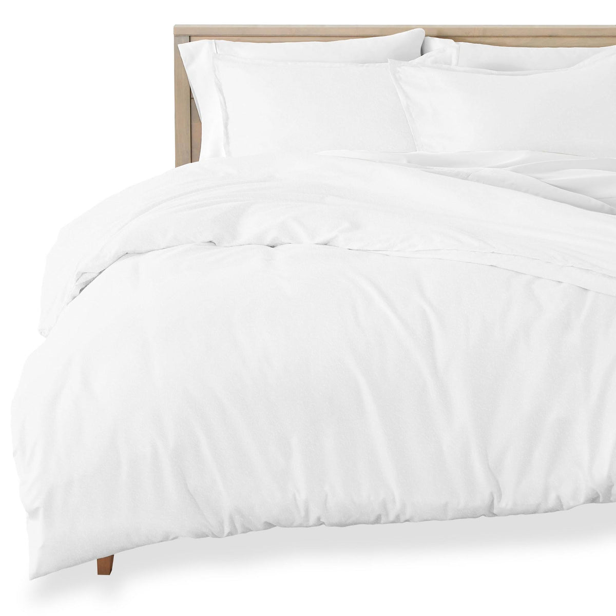 100% Cotton Flannel Duvet Cover & Sham Set White King T978