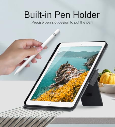 Black Protective Folio Stand Cover for iPad 10.2 Inch 9th/8th/7th Generation and iPad 10.5 Inch Air/Pro 3rd M326