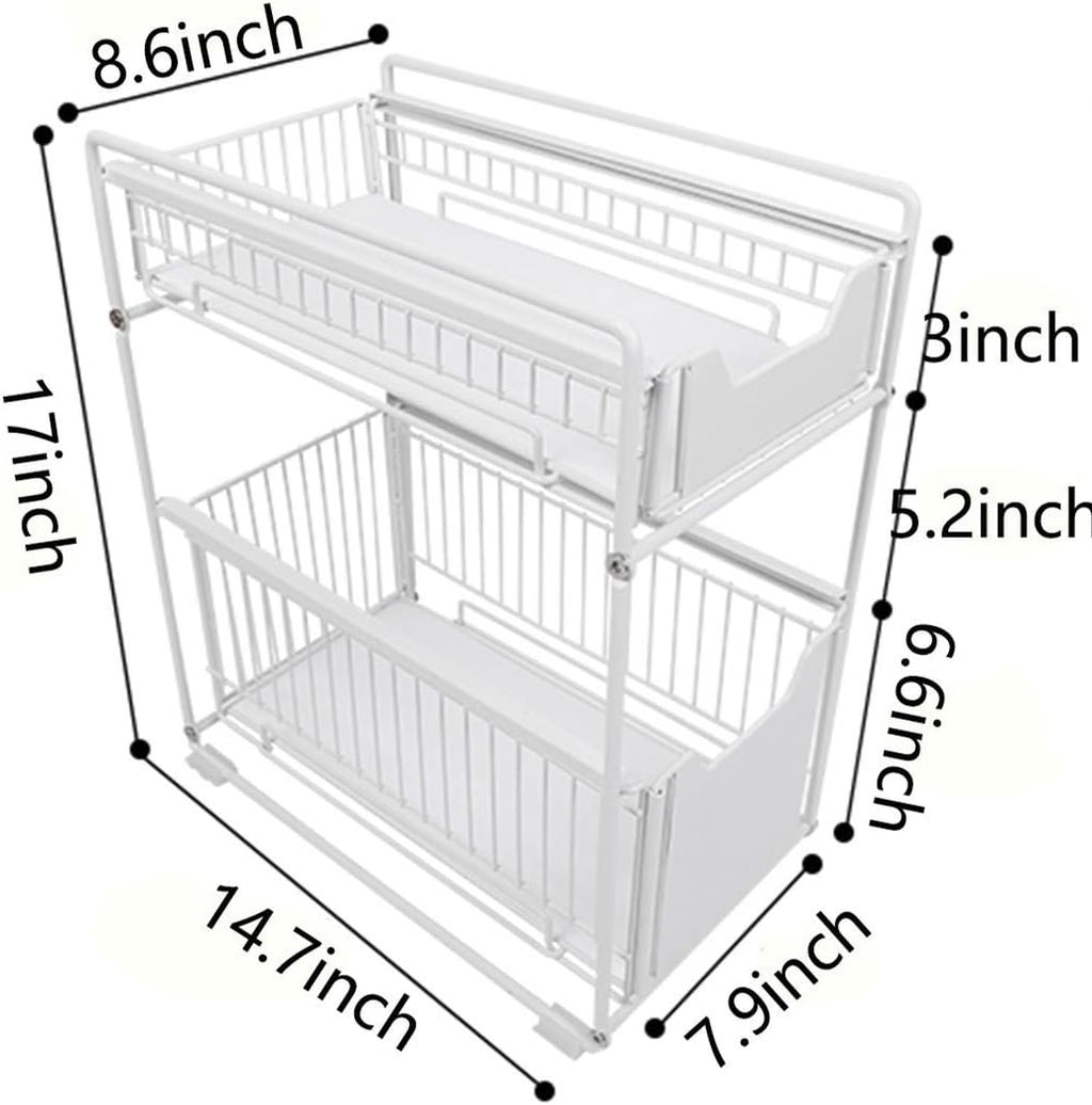 Under Sink Organizer with Sliding Drawer White N1036