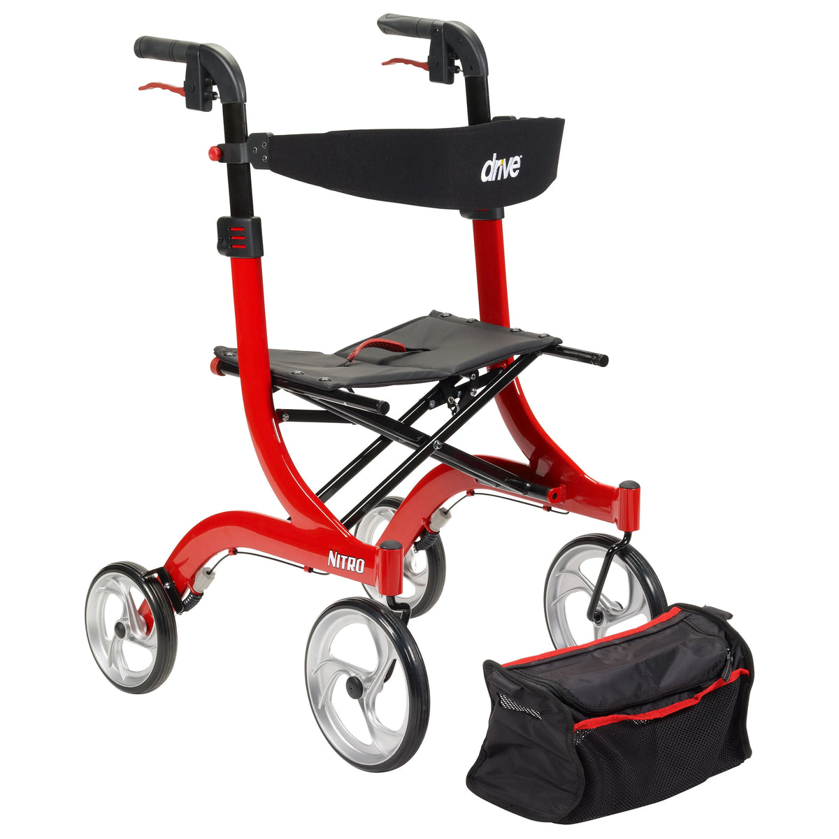 Red Rollator Rolling Walker J5316