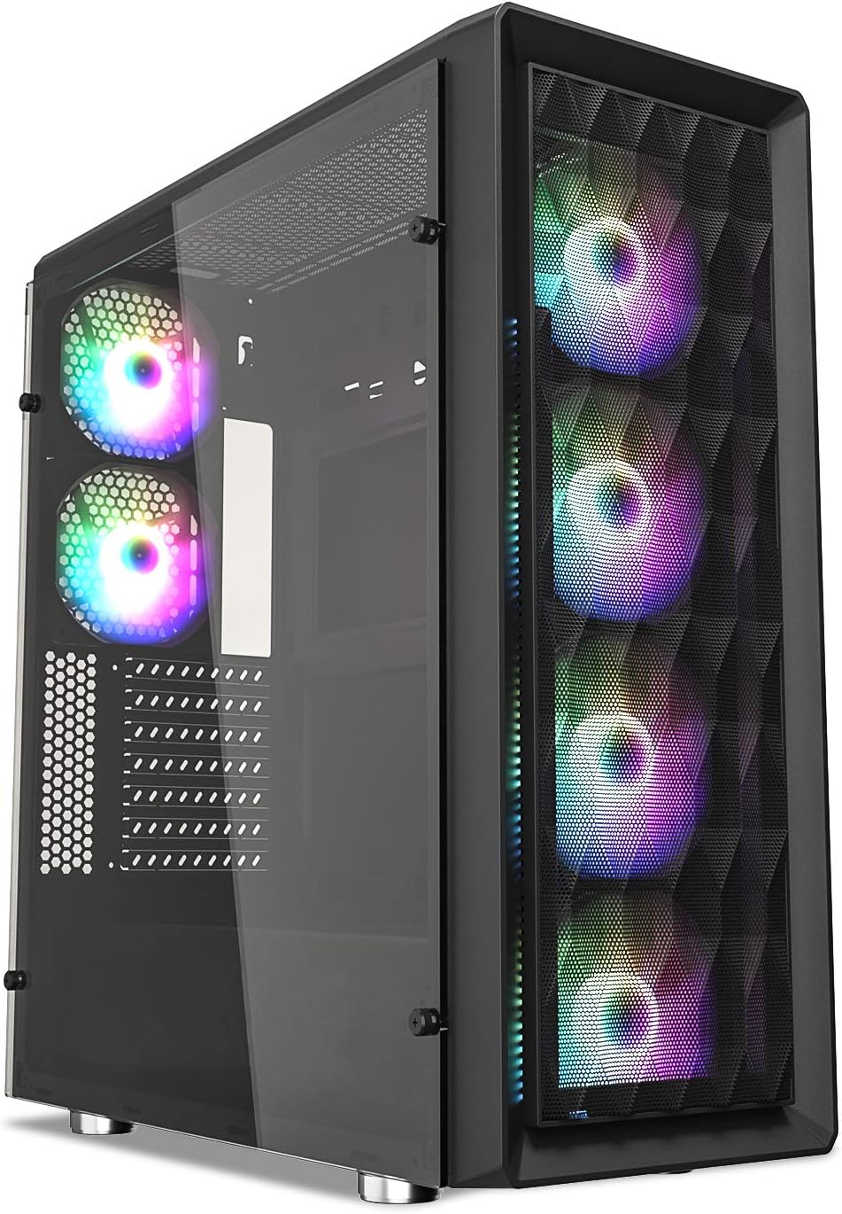 Black M-ATX Mid-Tower PC Gaming Case with 200mm RGB Fan U2539