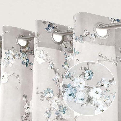 Gray Blackout Grommet Thermal Insulated Window Curtains Set of 2 Panels 52 Inch by 84 Inch B634894