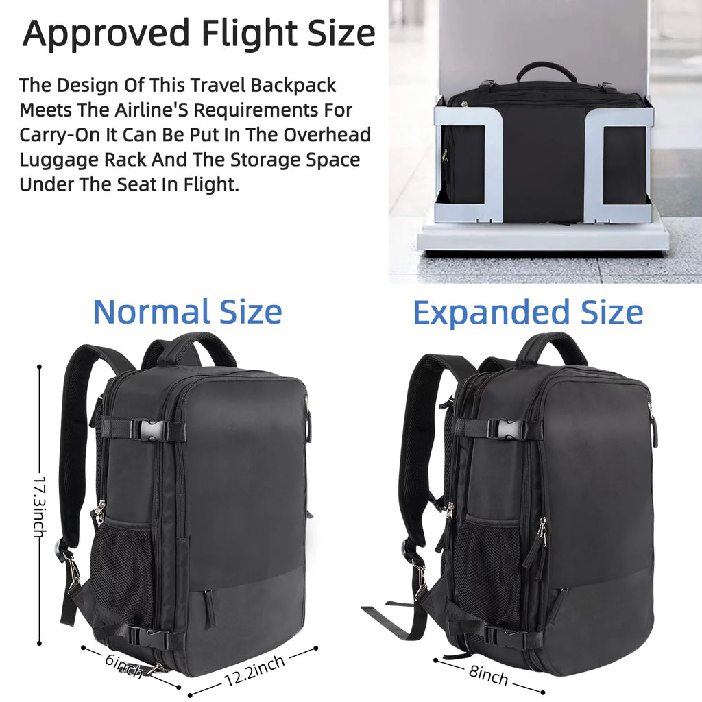 Black Waterproof Travel Backpack O538