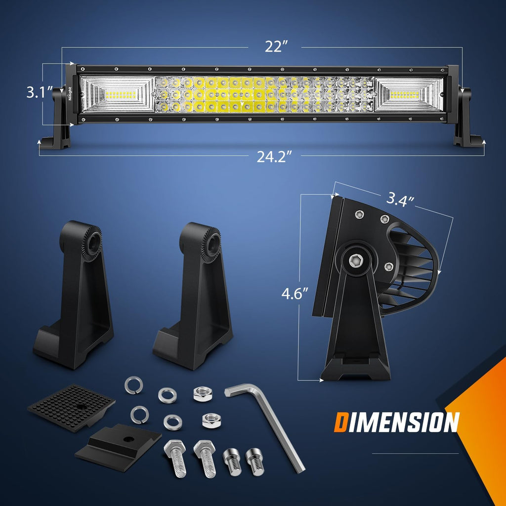 22Inch 270W Triple Row LED Light Bar Flood Spot Combo Beam Driving Lights S714349