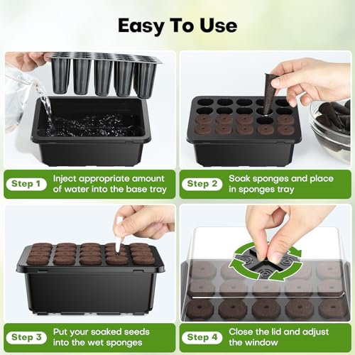40 Cells Reusable Seed Starter Tray with Humidity Dome, 2 Packs Y718