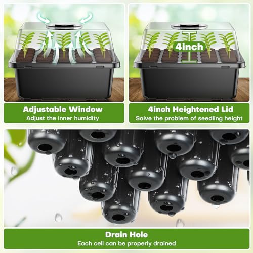 40 Cells Reusable Seed Starter Tray with Humidity Dome, 2 Packs Y718