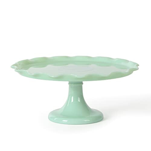 10 Inch Jadeite Cake Stand with Glass Dome B854