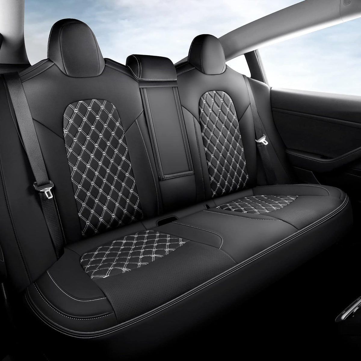 Pu Leather Car Seat Covers Full Set Black O15262