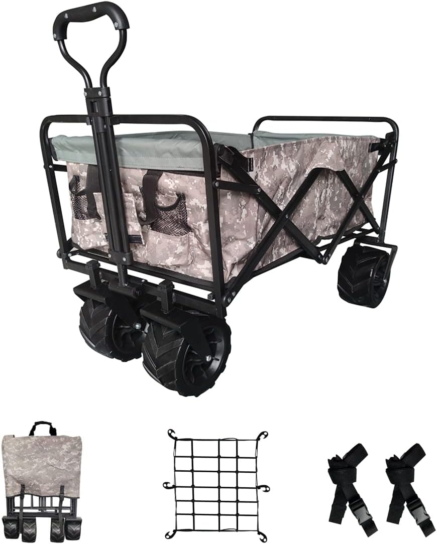 Collapsible Heavy Duty Beach Wagon Cart with Universal Wheels Adjustable Handle X655