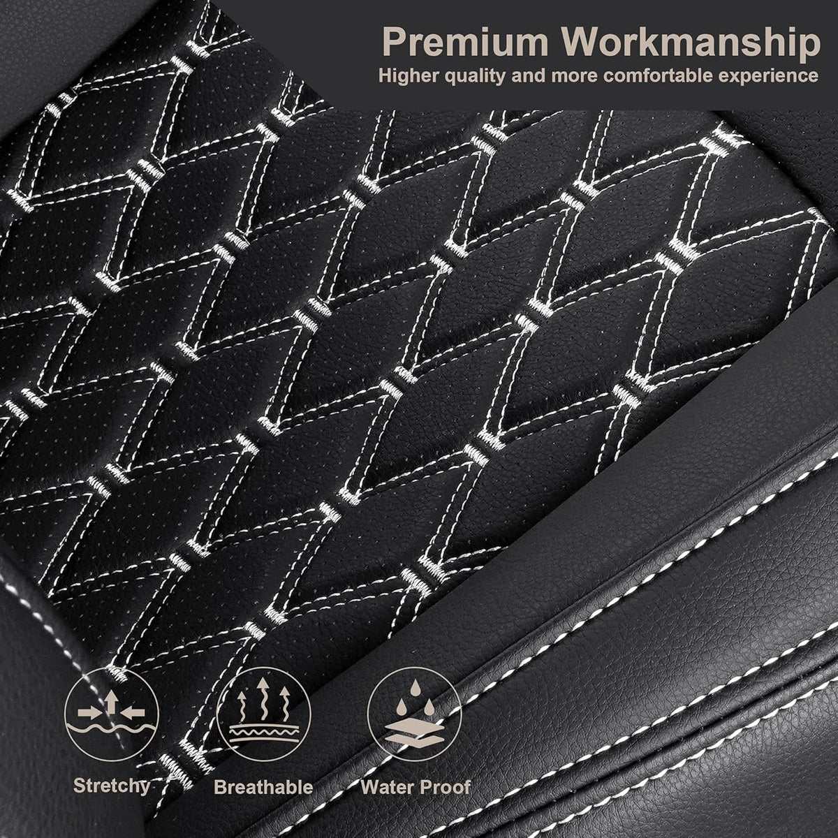 Pu Leather Car Seat Covers Full Set Black O15262