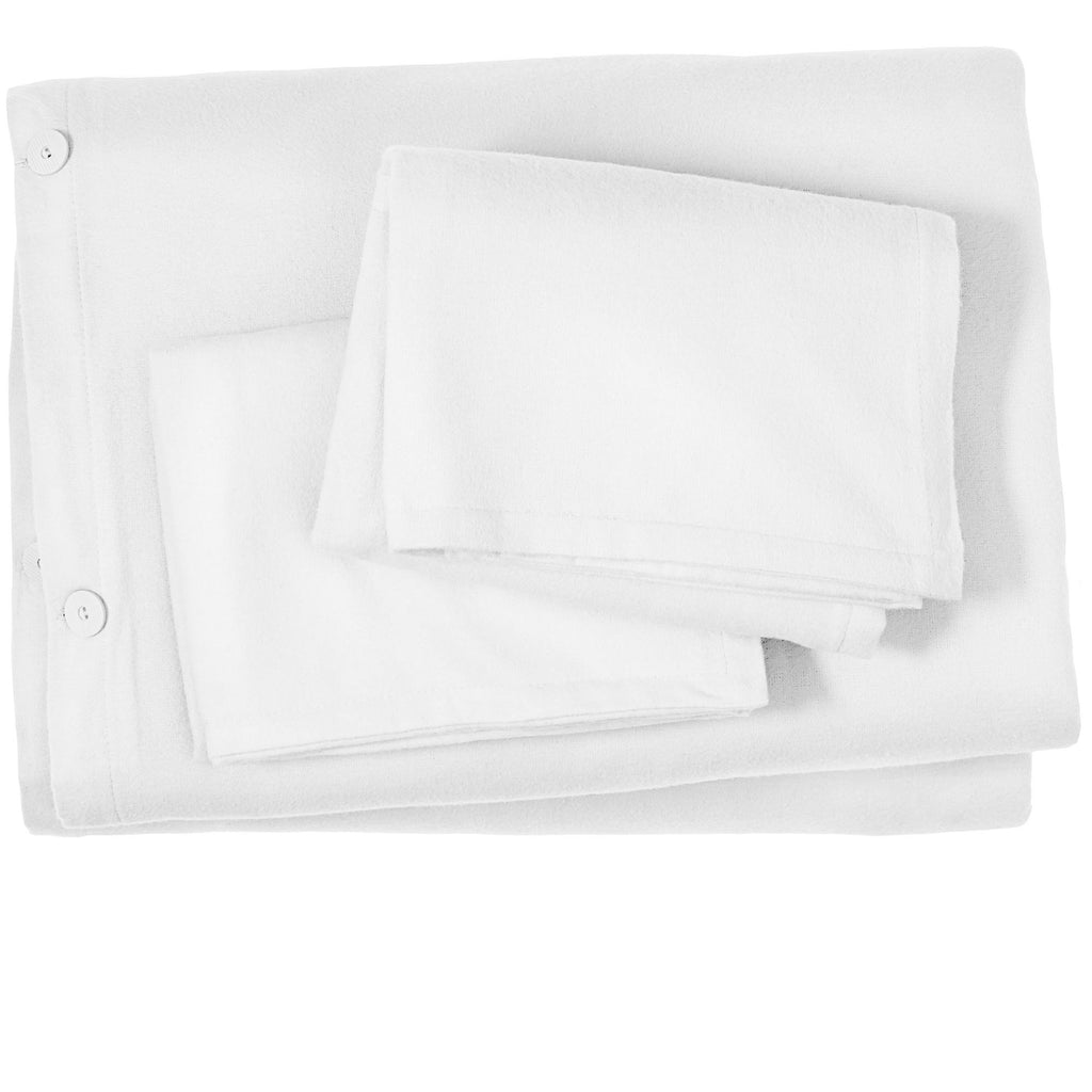 100% Cotton Flannel Duvet Cover & Sham Set White King T978