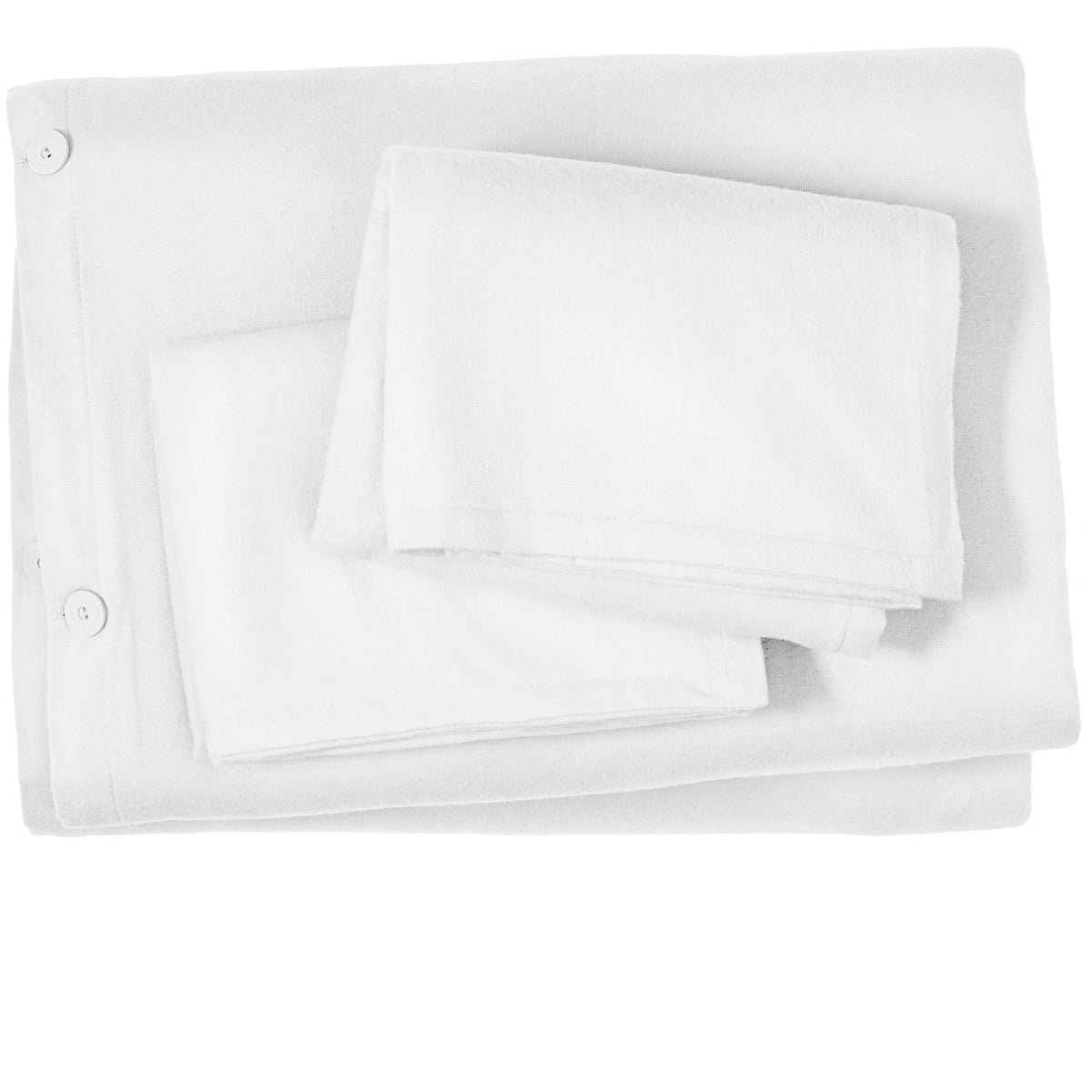 100% Cotton Flannel Duvet Cover & Sham Set White King T978