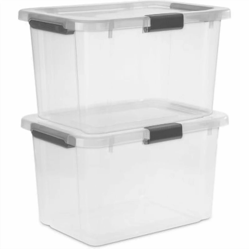 30qt Plastic Storage Tote with Hinged Lid R5018