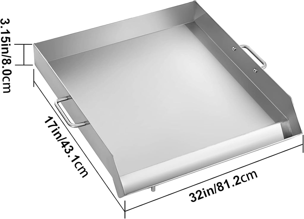 Stainless Steel Griddle, 32 X 17 Flat Top Rectangular Plate J97521