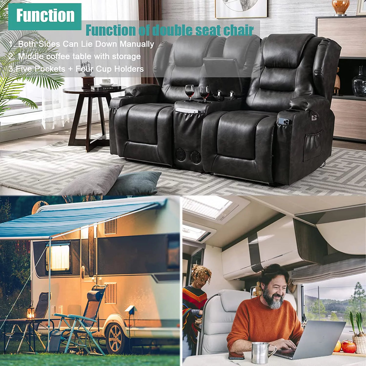 Electric Power Recline Sofa with Console I47290