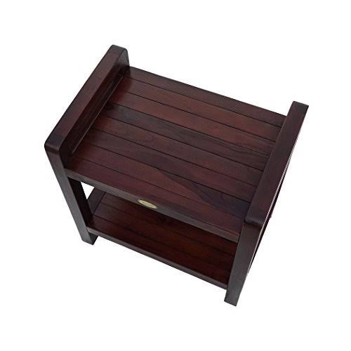 Teak Shower Stool with Arms and Shelf C736