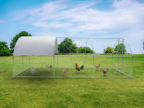 Large Walk-in Metal Chicken Coop with Waterproof Cover Q50542
