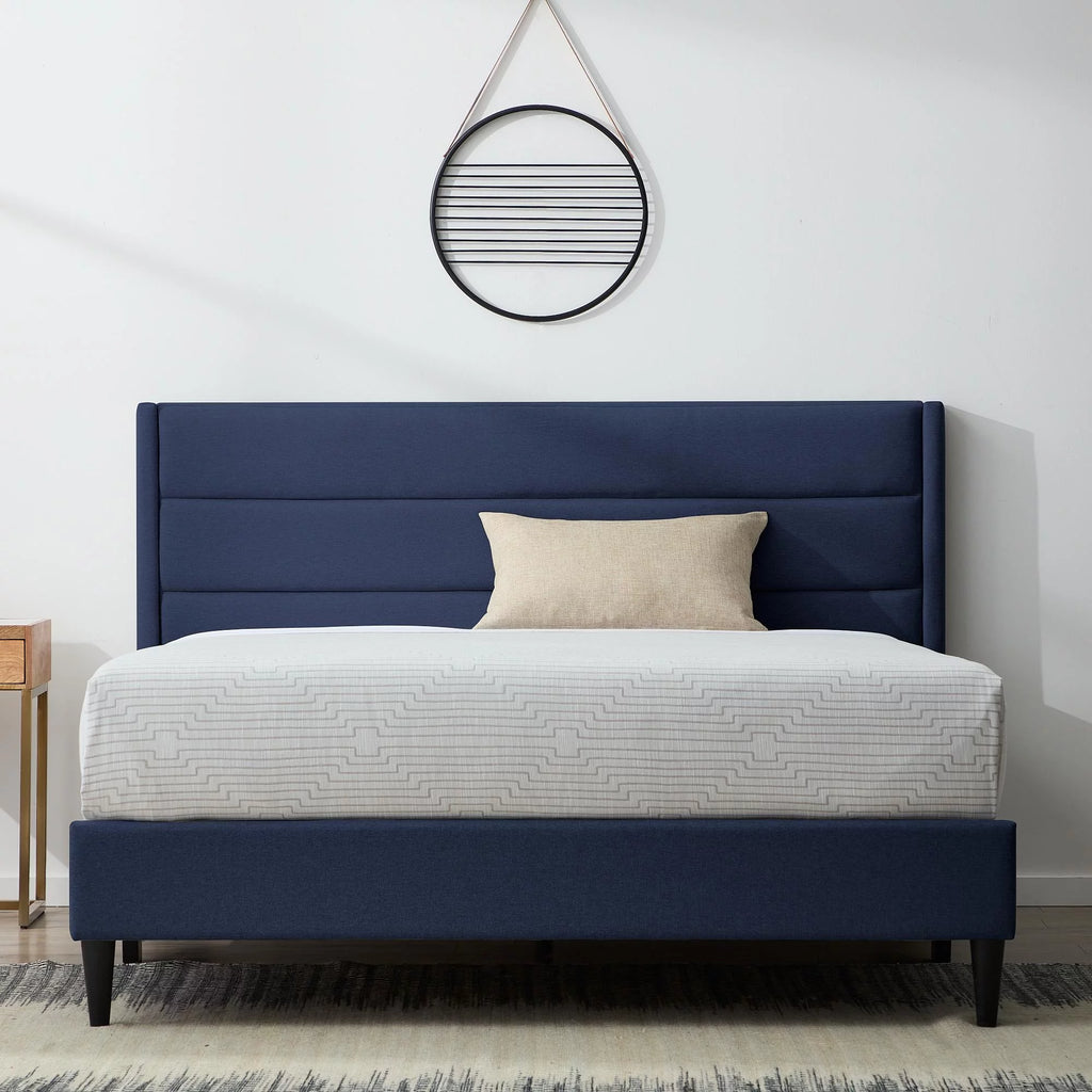 Blue Queen Upholstered Platform Bed W965