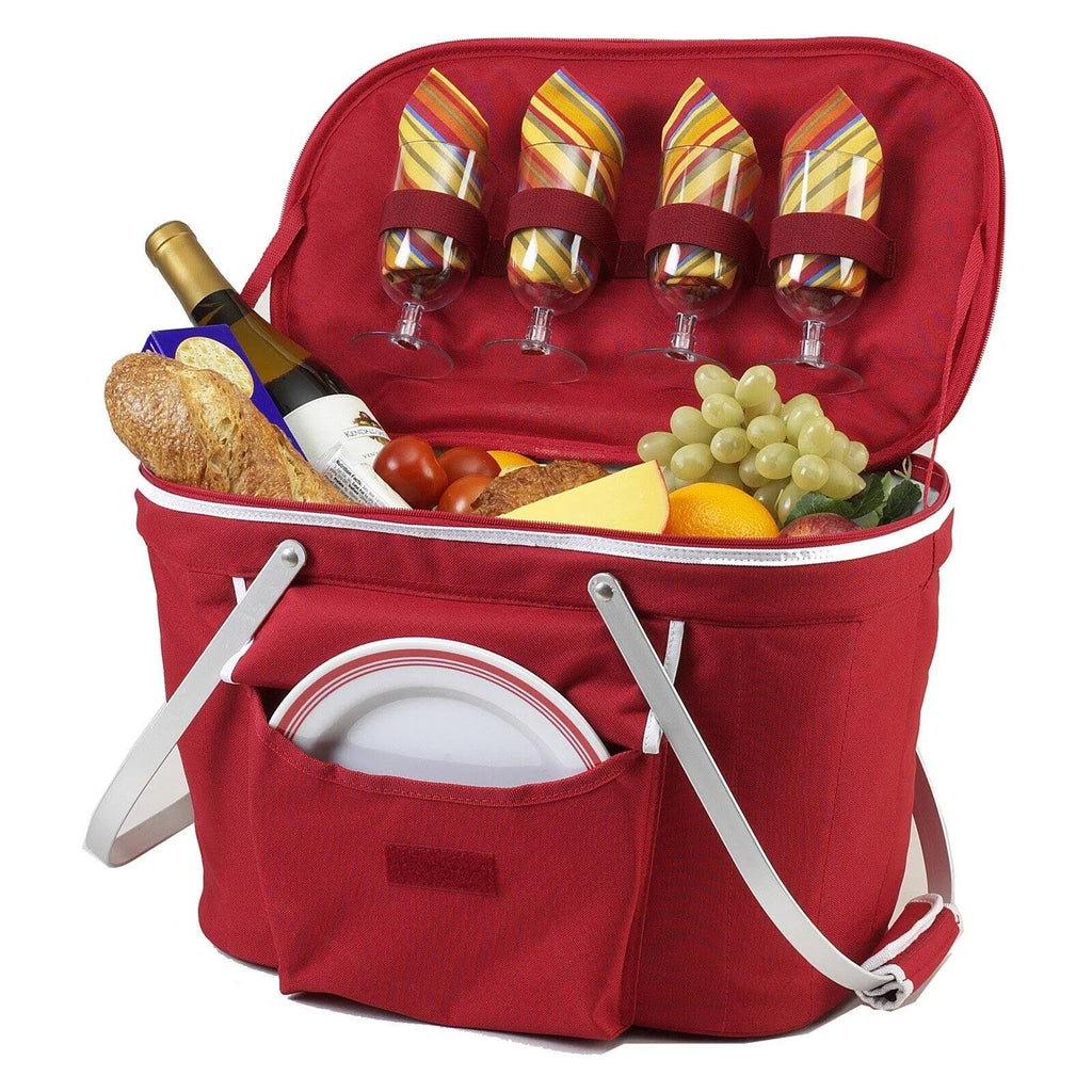 Collapsible Insulated Picnic Basket for 4 - Red L570937