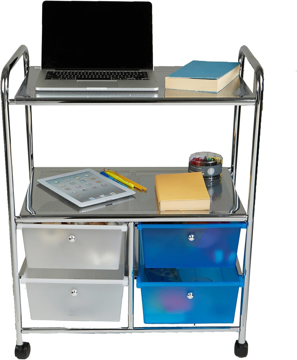 Silver 4 Drawer Rolling Utility Cart G865